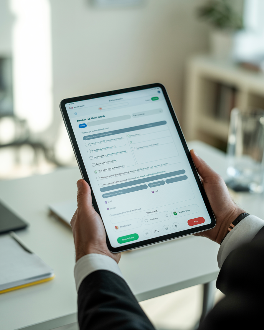 Clean digital form displayed on a modern tablet